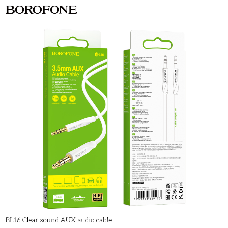 BOROFONE BL21 Lemon 3.5 mm AUX cable NZ 5